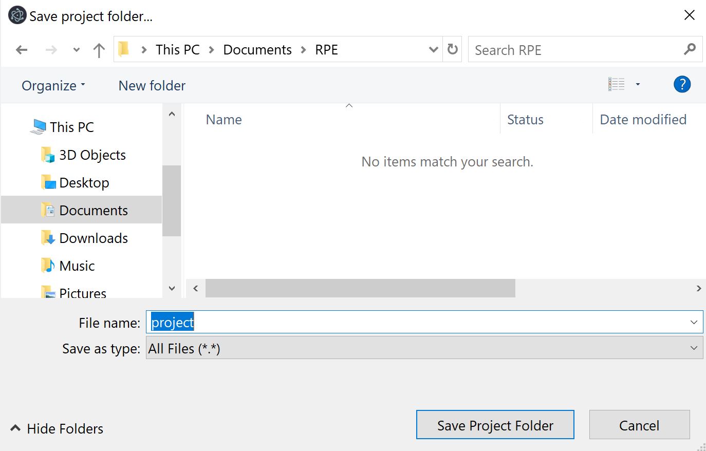 save project folder